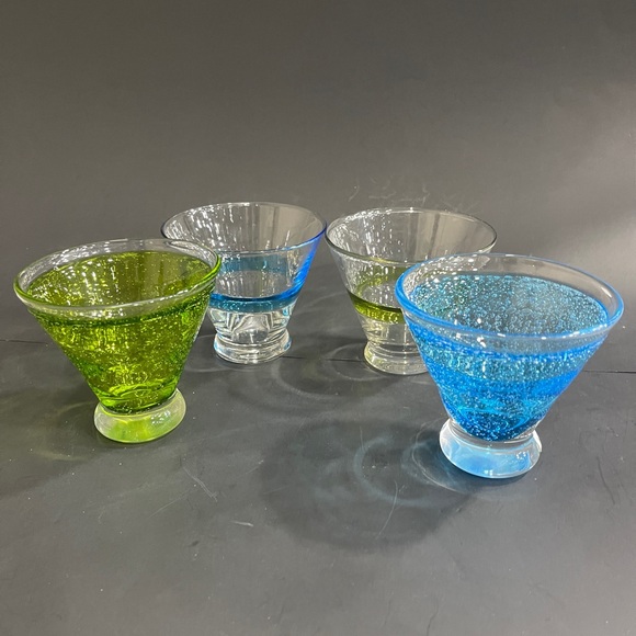 4 Hand Blown Bubble Glass Stemless Martini Anthropologie Glasses - Picture 10 of 10